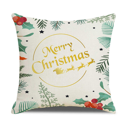 Merry Christmas Pillow Cover, Happy Christmas Throw Pillow Cover Xmas Cushion Case for Home Sofa Bed