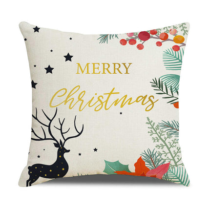 Merry Christmas Pillow Cover, Happy Christmas Throw Pillow Cover Xmas Cushion Case for Home Sofa Bed