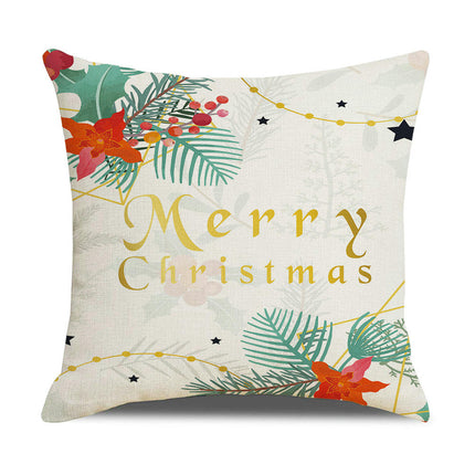 Merry Christmas Pillow Cover, Happy Christmas Throw Pillow Cover Xmas Cushion Case for Home Sofa Bed