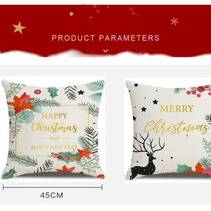 Merry Christmas Pillow Cover, Happy Christmas Throw Pillow Cover Xmas Cushion Case for Home Sofa Bed