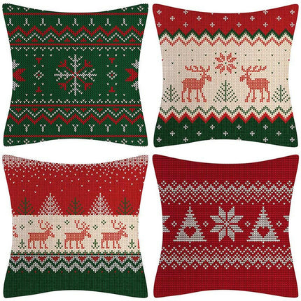 Christmas Decorations Pillow Covers Snowflakes Elk Throw Pillow Case Cushion Cover Decorations for Sofa