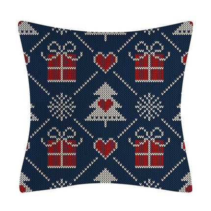 Christmas Decorations Pillow Covers Snowflakes Elk Throw Pillow Case Cushion Cover Decorations for Sofa-A