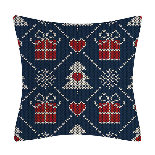 Christmas Decorations Pillow Covers Snowflakes Elk Throw Pillow Case Cushion Cover Decorations for Sofa-A