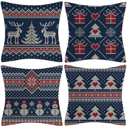 Christmas Decorations Pillow Covers Snowflakes Elk Throw Pillow Case Cushion Cover Decorations for Sofa-A