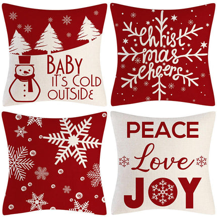 Christmas Throw Pillow Covers Snowflake Christmas Decorations Merry Throw Cushion Case for Home