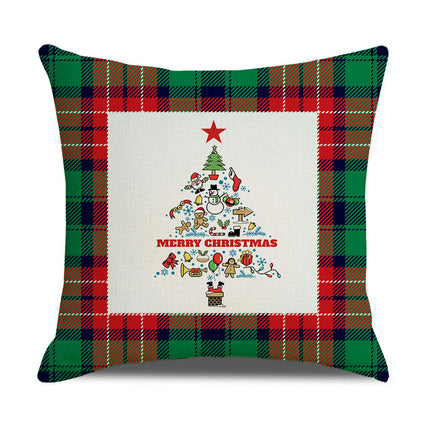 Christmas Decorative Throw Pillow Covers Square Cushion Covers Christmas Trees Snowflakes Pillow Cases-A