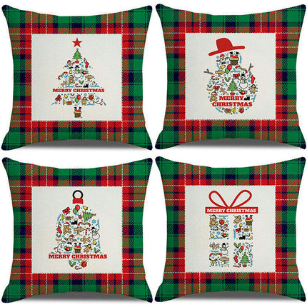 Christmas Decorative Throw Pillow Covers Square Cushion Covers Christmas Trees Snowflakes Pillow Cases-A