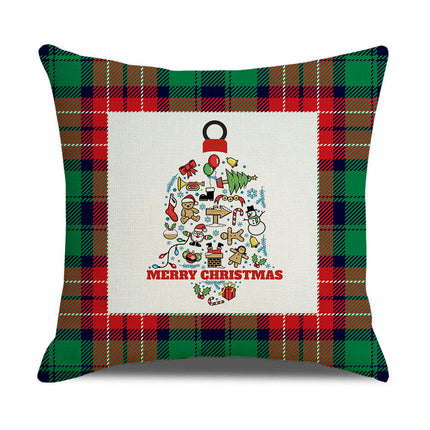 Christmas Decorative Throw Pillow Covers Square Cushion Covers Christmas Trees Snowflakes Pillow Cases-A