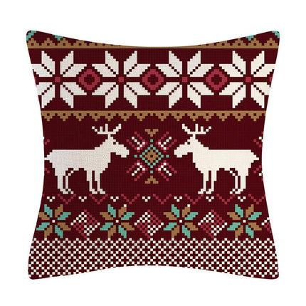 Christmas Decorations Pillow Covers Snowflakes Elk Throw Pillow Case Cushion Cover Decorations for Sofa-B