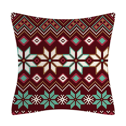 Christmas Decorations Pillow Covers Snowflakes Elk Throw Pillow Case Cushion Cover Decorations for Sofa-B