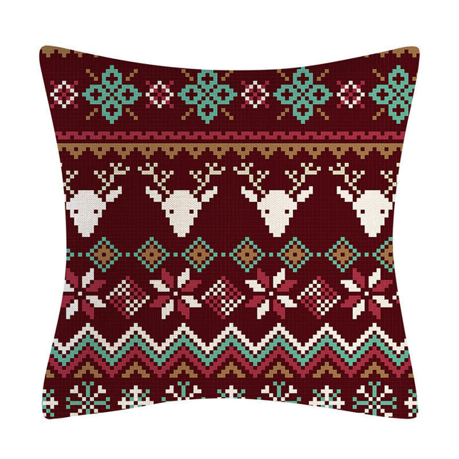 Christmas Decorations Pillow Covers Snowflakes Elk Throw Pillow Case Cushion Cover Decorations for Sofa-B