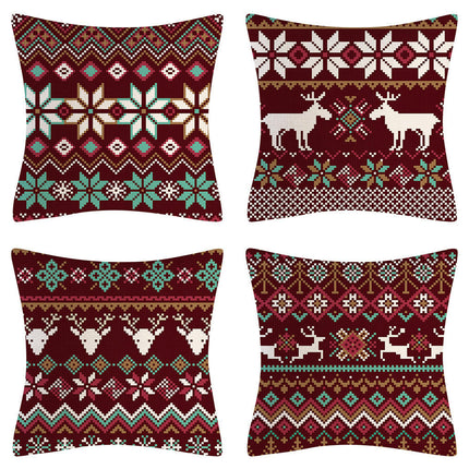 Christmas Decorations Pillow Covers Snowflakes Elk Throw Pillow Case Cushion Cover Decorations for Sofa-B