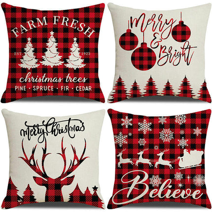 Christmas Pillow Covers Red Cushion Covers Xmas Holiday Throw Pillow Covers Home Outdoor Sofa Pillow Cases