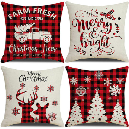 Christmas Pillow Covers Red Cushion Covers Xmas Holiday Throw Pillow Covers Home Outdoor Sofa Pillow Cases-A