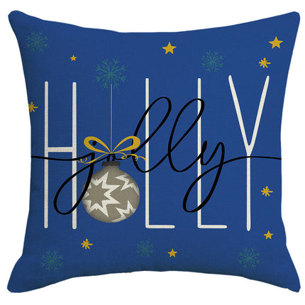 Throw Pillow Covers Blue Cushion Case Decor, Snowflakes Farmhouse Home Decoration for Sofa