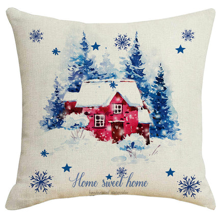 Throw Pillow Covers Blue Cushion Case Decor, Snowflakes Farmhouse Home Decoration for Sofa