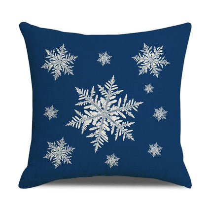 Snowflake Decorative Throw Pillow Covers Blue Cushion Case Decor,Farmhouse Home Decoration for Sofa