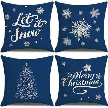 Snowflake Decorative Throw Pillow Covers Blue Cushion Case Decor,Farmhouse Home Decoration for Sofa