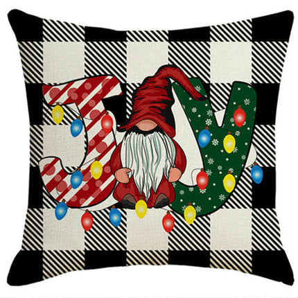 Check Plaids Christmas Pillow Covers Cushion Pillow Covers for Home Decorations Linen Throw Pillow Covers-A