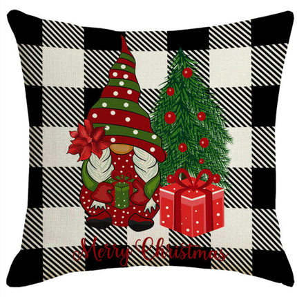 Check Plaids Christmas Pillow Covers Cushion Pillow Covers for Home Decorations Linen Throw Pillow Covers-A