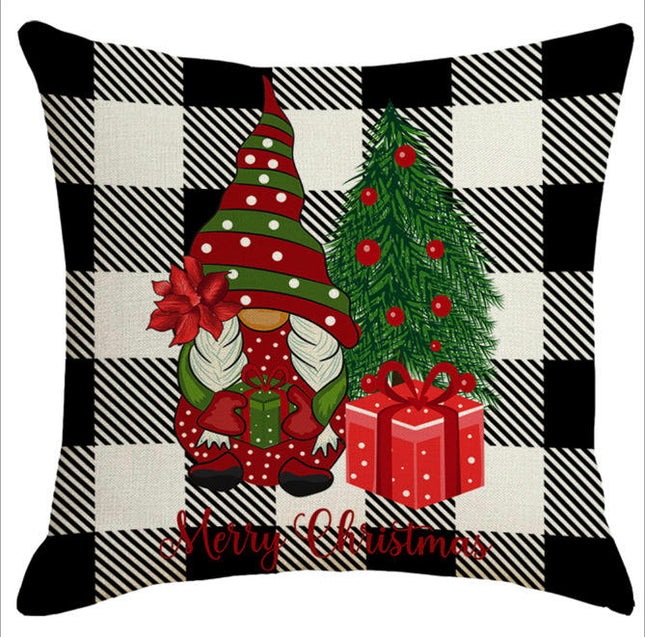 Check Plaids Christmas Pillow Covers Cushion Pillow Covers for Home Decorations Linen Throw Pillow Covers-A