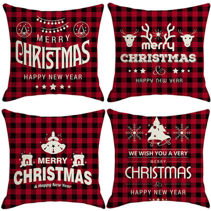 Check Plaids Christmas Pillow Covers Cushion Pillow Covers for Home Decorations Linen Throw Pillow Covers-B