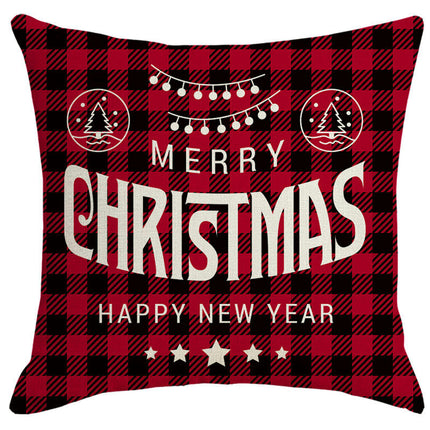 Check Plaids Christmas Pillow Covers Cushion Pillow Covers for Home Decorations Linen Throw Pillow Covers-B