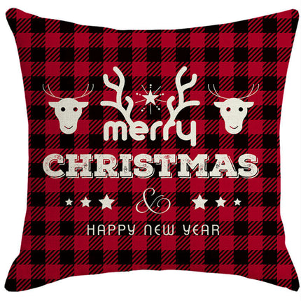 Check Plaids Christmas Pillow Covers Cushion Pillow Covers for Home Decorations Linen Throw Pillow Covers-B