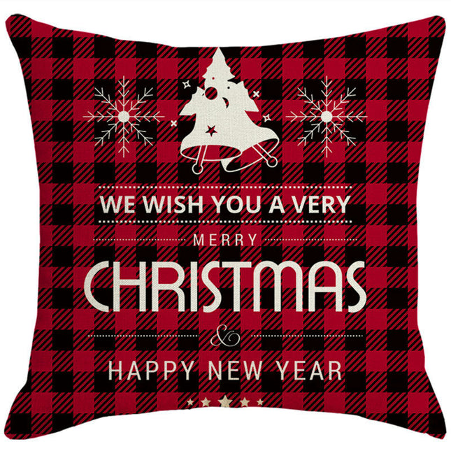 Check Plaids Christmas Pillow Covers Cushion Pillow Covers for Home Decorations Linen Throw Pillow Covers-B