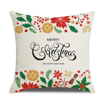 Merry Christmas Pillow Cover, Happy Christmas Throw Pillow Cover Xmas Cushion Case for Home Sofa Bed-A