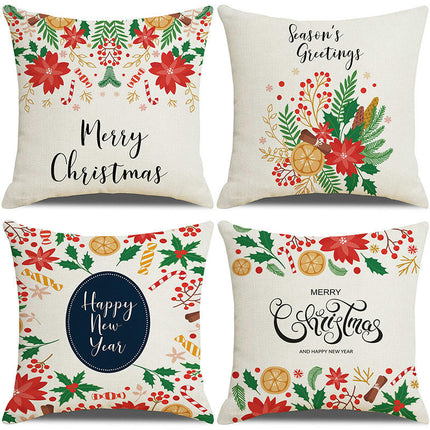 Merry Christmas Pillow Cover, Happy Christmas Throw Pillow Cover Xmas Cushion Case for Home Sofa Bed-A