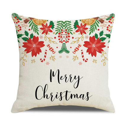 Merry Christmas Pillow Cover, Happy Christmas Throw Pillow Cover Xmas Cushion Case for Home Sofa Bed-A