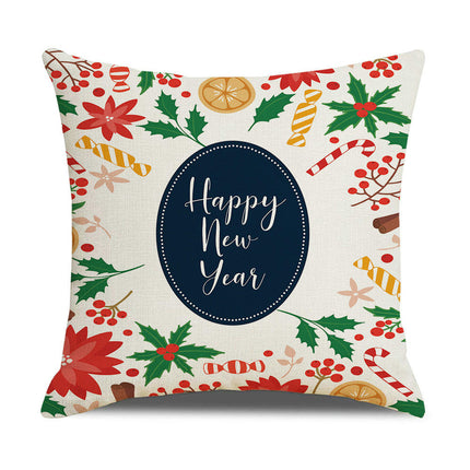 Merry Christmas Pillow Cover, Happy Christmas Throw Pillow Cover Xmas Cushion Case for Home Sofa Bed-A