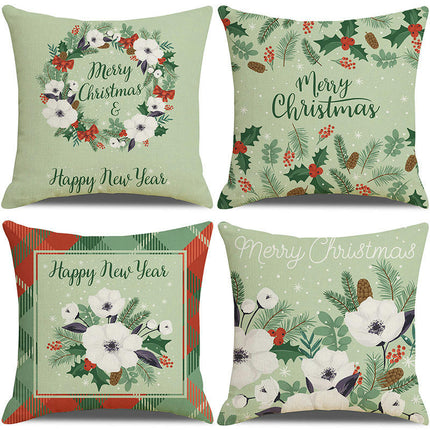 Merry Christmas Pillow Cover, Happy Christmas Throw Pillow Cover Xmas Cushion Case for Home Sofa Bed-B