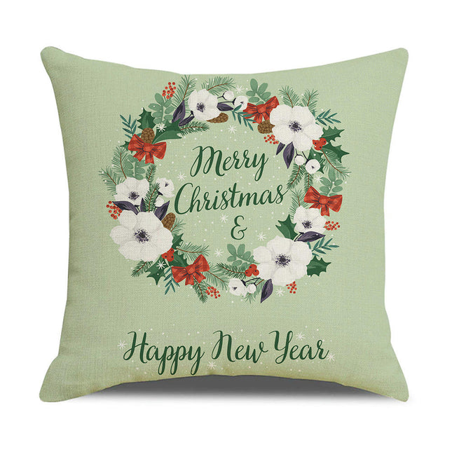 Merry Christmas Pillow Cover, Happy Christmas Throw Pillow Cover Xmas Cushion Case for Home Sofa Bed-B