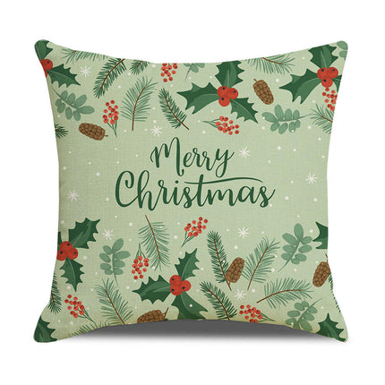 Merry Christmas Pillow Cover, Happy Christmas Throw Pillow Cover Xmas Cushion Case for Home Sofa Bed-B