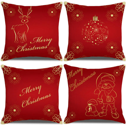 Merry Christmas Throw Pillow Covers Linen Red Decorative Cushion Cases Outdoor Pillowcases Home Decor