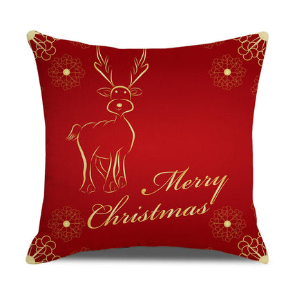 Merry Christmas Throw Pillow Covers Linen Red Decorative Cushion Cases Outdoor Pillowcases Home Decor