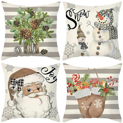 Christmas Outdoor Throw Pillow Covers Merry Christmas Snowman Decorative Cushion Pillow Cases