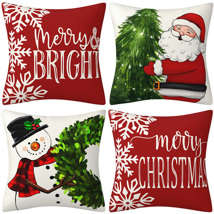 Christmas Pillow Covers Christmas Snowman Santa Claus Decor Throw Cushion Case for Home