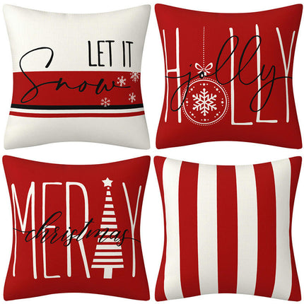 Merry Christmas Red Linen Pillowcase Throw Pillow Covers Cushion Cover Sofa Decorative Square Decorative