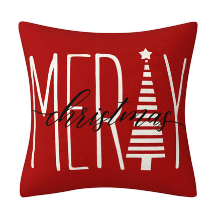 Merry Christmas Red Linen Pillowcase Throw Pillow Covers Cushion Cover Sofa Decorative Square Decorative