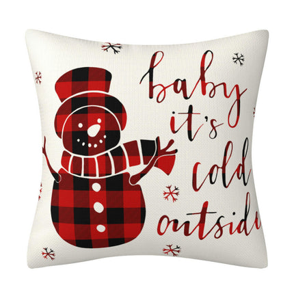 Check Plaids Christmas Pillow Covers Cushion Pillow Covers for Home Decorations Linen Throw Pillow Covers-C