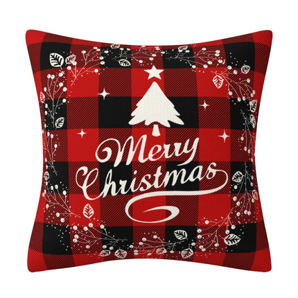 Check Plaids Christmas Pillow Covers Cushion Pillow Covers for Home Decorations Linen Throw Pillow Covers-C