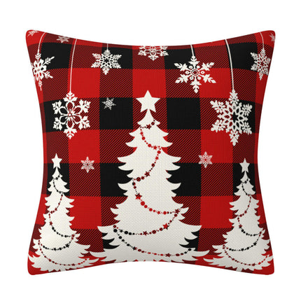 Check Plaids Christmas Pillow Covers Cushion Pillow Covers for Home Decorations Linen Throw Pillow Covers-C