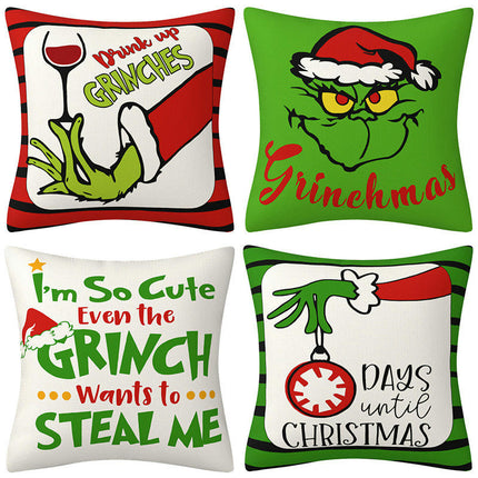 Green Christmas Pillow Covers Winter Holiday Throw Pillows Cover Christmas Decor for Couch Home Décor-A