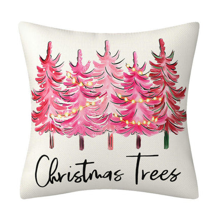 Pink Christmas Throw Pillow Covers Santa Claus Decorative Pillows Covers for Couch Home Decor