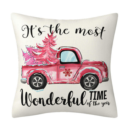 Pink Christmas Throw Pillow Covers Santa Claus Decorative Pillows Covers for Couch Home Decor