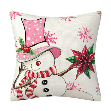 Pink Christmas Throw Pillow Covers Santa Claus Decorative Pillows Covers for Couch Home Decor