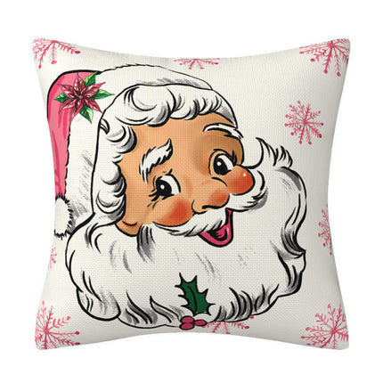 Pink Christmas Throw Pillow Covers Santa Claus Decorative Pillows Covers for Couch Home Decor